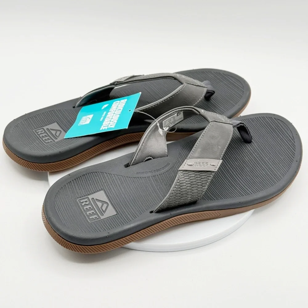 Reef Santa Ana‎ Flip Flops Mens Size 8 Grey Cushion Comfort - NEW